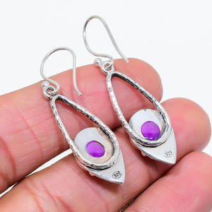 Prix usine direct violet améthyste pierre précieuse 925 en argent Sterling fait à la main goutte Dangle Designer boucle d'oreille cadeau pour elle - Product Image 4