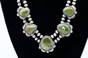 ชุดต่างหูสร้อยคอหินสีเทอร์ควอยส์รูปภูเขานาวาโฮ - Product Image 2