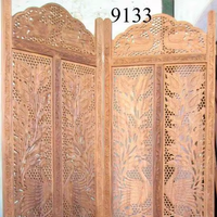 Paravents et cloisons en bois faits à la main de couleur marron vintage avec un design élégant pour la décoration de chambre à coucher - Forme ovale par Calvin Handicraft
