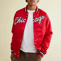 Vente en gros Veste universitaire imprimée de haute qualité Collège Satin Hommes 90S Marque privée Impression bouffante Hiver High Street Casual