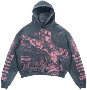 Ensemble de survêtement pour homme surdimensionné, pantalon de survêtement évasé, derniers survêtements, survêtement personnalisé imprimé à l'écran, survêtement en strass, ensemble de survêtement à capuche - Product Image 2