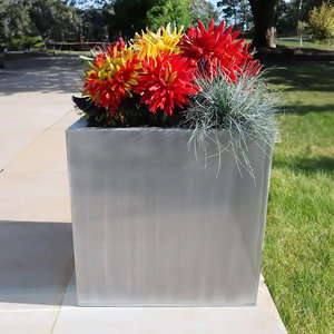 Wholesale Bulk Outdoor & Indoor Galvanized Stainless Steel Planter <b>Pot</b> Decorative Container for <b>Plants</b> <b>Herbs</b> Home Garden Supply - Product Image 4