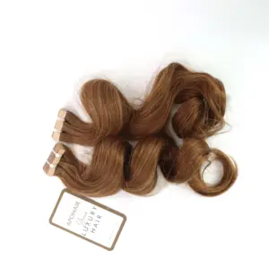 Factory Price Light Brown Color Normal Tape Hair 20 Inch Human Hair Extensions Natural Wave Normal Tape In Extensions Human Hari