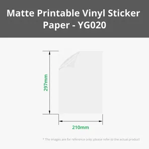 Papier autocollant en vinyle imprimable blanc mat 25PCS Coupe à la lame YG020 297x210mm - Product Image 5