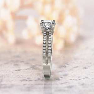 Elegante Anillo de Compromiso de Moissanita de 1 Quilate con Corte Redondo, Anillo de Oro de 14K, Media Eternidad, Diamante Hecho a Mano, Joyería de Lujo para Bodas, Exportador - Product Image 6