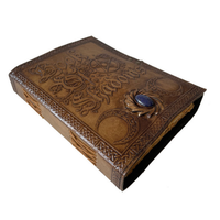 Journal en cuir gaufré pierre bleu charbon de bois 200 pages livre relié en spirale fait à la main pierres précieuses Deckle Edge papier ombres