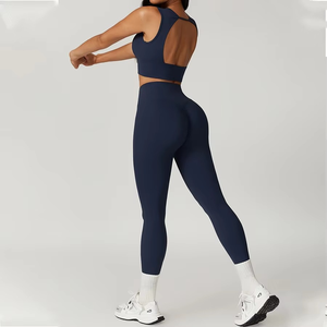 Leggings de yoga de cintura alta para mujer, de longitud completa, sin costuras, con diseño hueco, efecto levantacola, control de abdomen, elásticos en cuatro direcciones, Spandex/Nylon, XS - Product Image 3