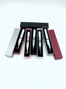 Pince à épiler courbée et droite de haute qualité pour extensions de cils, volume russe 90 degrés, revêtement en poudre Seaglass, instruments de beauté - Product Image 4