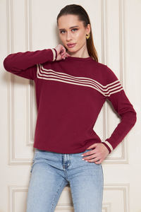 Blouse en tricot rayée à col rond et manches longues pour femme, confortable et élégante, respirante, de haute qualité, service OEM - Product Image 2