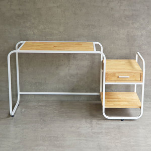 Modern Minimalist Office <b>Desk</b> with Integrated Printer <b>Shelf</b> 140x50cm Rubber Wood BD68094 - Product Image 6