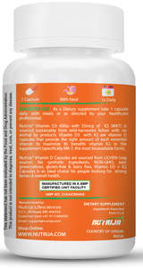 Vitamine D3 400IU + K2 55Mcg sous forme de supplément MK7 provenant du lichen (60 capsules) - Product Image 3