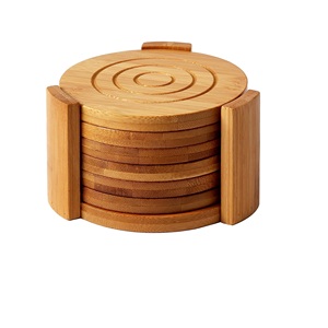 Posavasos de madera de bambú de nogal negro cuadrado clásico, posavasos resistentes al calor de lujo, decoración hecha a mano, duradera para mesa de comedor y oficina - Product Image 3