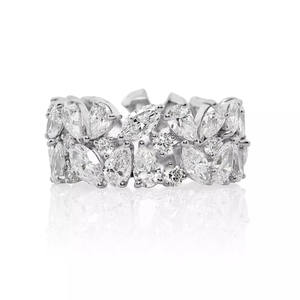 Bague d'éternité de mariage en platine de luxe avec diamants naturels taille fantaisie Marquise et Poire (naturels) – Fabricant OEM, vente en gros et au détail - Product Image 1