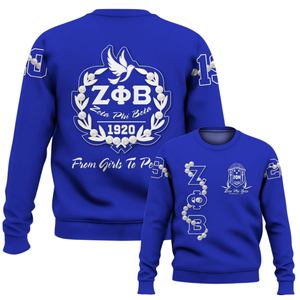 Sweat-shirt à lettres grecques Zeta Phi Beta Sorority 1920 pour femmes, bleu, col rond, brodé, pull-over pour femmes, sweat-shirts grecs - Product Image 6