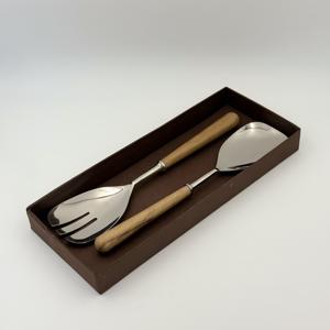 Juego de Cubiertos de Acero Inoxidable 202 con Mango de Madera, Juego de Cubiertos para Boda, Tenedor Mate, Cuchara, Servidor de Ensaladas para Restaurantes - Product Image 2