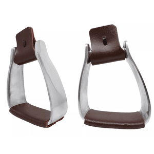 Étriers équins en aluminium argenté gravés en cuir léger pour chevaux occidentaux Étriers inclinés et inclinés Équipement de sécurité équestre vétérinaire - Product Image 6