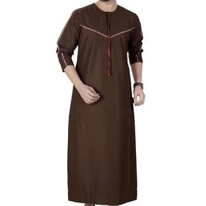Lujoso árabe Thobe y Jubba Thawb para hombre, bata de manga larga de poliéster 100%, prenda musulmana ligera con bordado elegante - Product Image 1