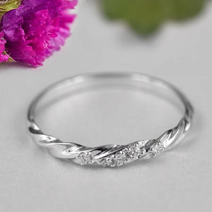Round Cut Diamond Wedding <b>Ring</b> <b>Dainty</b> Band with Simple Design Elegant and Stylish - Product Image 1