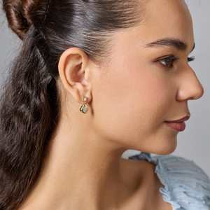Boucles d'oreilles tendance vintage 192702, motif géométrique étoile et papillon, en alliage de zinc, cuivre, laiton, perles et diamants, pour événements religieux - Product Image 2