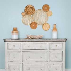 Elegante juego de 8 cestas de pared de algas marinas de bambú de ratán Acentos de pared elegantes - Product Image 5