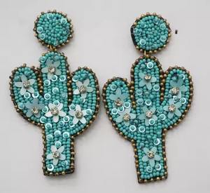 Nueva moda exagerada hecha a mano cuentas de semillas bordado étnico bohemio flor gota pendientes fiesta joyería JAVED artesanías - Product Image 3