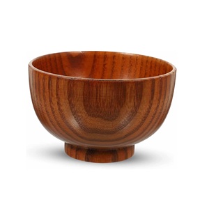 Surface polie lisse de bol de service en bois de style japonais élégant avec le grain naturel pour la cuisine ou la vaisselle - Product Image 1