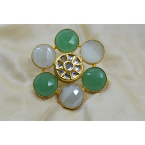 Diseño de flores, joyería chapada en oro, anillos de flores de piedra de latón chapados en oro, joyería básica para mujer, anillos de joyería de moda - Product Image 1