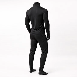 Unisex Black Windproof 2 in 1 Tracksuit Full Sleeve Zipper Sporty Casual Jogging Set Quick Dry Polyester Autumn Wear Solid Color - Product Image 3