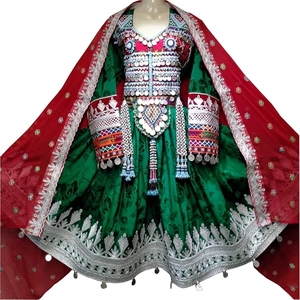 Banjara afgana única en color verde y plateado en Tarifa mayorista con vestidos pesados hechos a mano de Moq bajo para mujeres y niños - Product Image 4