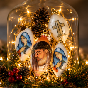 Ornements de Noël peints à la main, décorations religieuses chrétiennes, Jésus, Vierge Marie, croix, décorations suspendues pour l'arbre de Noël - Product Image 3