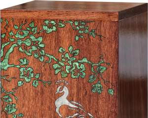 Urne paon blanc royal avec figure d'arbre pour cendres humaines Boîte en bois avec couvercle Boîte d'urne funéraire pour animaux de compagnie adulte - Product Image 2