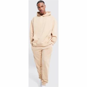 ชุดจ็อกเกอร์เข้ารูปผ้าฝ้าย100% สำหรับผู้ชายชุดวอร์มมีฮู้ดคอปกเสื้อมีเทคนิคพิมพ์ลายโลโก้แบบกำหนดเอง - Product Image 1