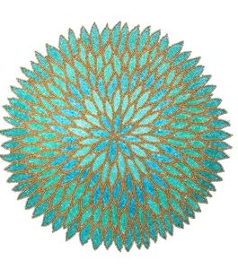 ชุดแผ่นรองจานชามแก้วกลม14นิ้วสุดหรูทำด้วยมือพร้อมลูกปัดสีเงินสีทองมีสไตล์สำหรับตกแต่งบ้าน - Product Image 2