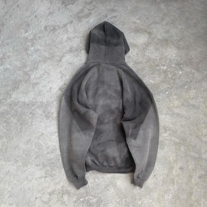 Jersey recortado desgastado vintage en blanco personalizado Sudadera con capucha desgastada con pintura lavada con ácido para hombre sin cuerda - Product Image 2