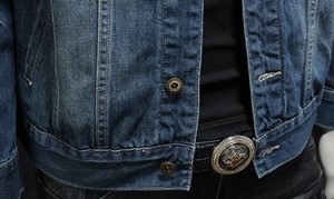 Chaqueta vaquera azul oscuro para hombre, prendas de vestir exteriores versátiles de negocios informales lavables Retro a la moda de alta calidad - Product Image 4