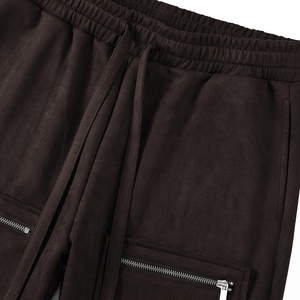 2025 pantalon Cargo évasé à taille élastique personnalisé pour hommes pantalon évasé à fermeture éclair avec décoration peinte Style avant plat - Product Image 3