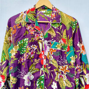 Vêtements de nuit indiens à imprimé floral 100% coton faits à la main Costume de nuit élégant et décontracté exclusif pour l'été Luxe Été pour le printemps - Product Image 1