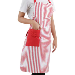 Delantal de cocina sin mangas teñido en hilo de algodón 100% con logotipo personalizado raya roja para uso doméstico o comercial, para hoteles y restaurantes - Product Image 1