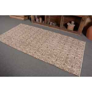 Rústico Beige marrón 3,7X7,5 pies Vintage alfombra turca área grande lana tejido plano látex respaldo Patchwork para adolescentes uso en el pasillo - Product Image 3