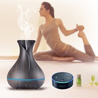 Diffuseur d'huiles essentielles intelligent Tuya 400 ml en bois, humidificateur d'arômes WiFi, intégration Alexa Google Home, contrôlé par application, pour la maison
