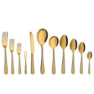 Venta caliente Compra a granel a precio confiable Cubiertos atractivos Cuchara Tenedor Cuchillo Cubiertos Juego chapado en oro para uso de vajilla - Product Image 1