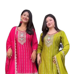 Ensembles de sharara élégants pour les femmes ensemble de costume de fête de travail de séquence de broderie lourde avec un travail élégant de paillettes - Product Image 1