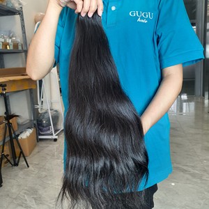 Vente en gros de cheveux vietnamiens bruts lisses de 8 à 32 pouces, noirs, naturels, ondulés, lâches, profonds, queue de cheval, Remy, machine double - Product Image 3