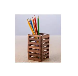 New Arrival Bamboo Wooden Desk Organizer Pen Pencil Holder Stand Multi Purpose Use Pot Desk Organizer Wholesaler