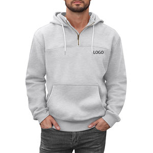 Jersey de lana de calidad premium para hombre, sudadera holgada con capucha para entrenamiento, gimnasio, bolsillos con media cremallera, sudadera teñida Lisa para invierno - Product Image 1