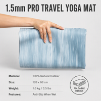 Tapis de yoga professionnel 1,5 mm Pro-Grip, en caoutchouc naturel écologique, double face antidérapant, portable, pour le yoga chaud