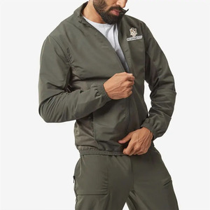 Ensemble de survêtement d'entraînement deux pièces personnalisé pour homme – Veste coupe-vent matelassée en toile respirante avec fermeture éclair montante pour l'extérieur et le streetwear - Product Image 2