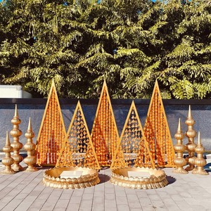 Configuración Urli de fibra de gran tamaño para la ceremonia de Haldi, exportaciones DST, diseño de loto de boda tradicional hecho a mano, configuración Urli Haldi de latón Reino Unido - Product Image 3