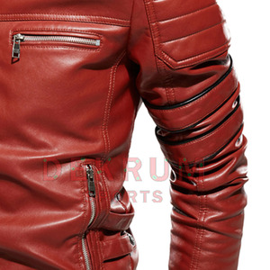 Veste en cuir de vachette pleine fleur pour homme, conçue sur mesure, col montant, respirante, écologique, personnalisable, style streetwear - Product Image 5