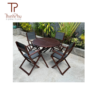 ชุดผ้าไม้ผสมทรงกลมพับได้สำหรับรับประทานอาหารเบาะหลังร้านอาหารห้องนั่งเล่นโรงแรม - Product Image 2